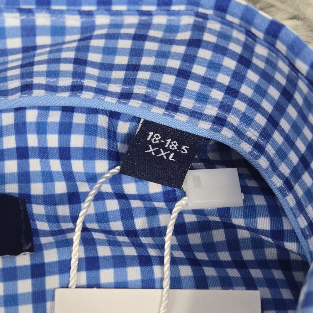 Nautica Mens XXL Blue White Gingham Performance Short Sleeve Dress Shirt - Picture 6 of 8